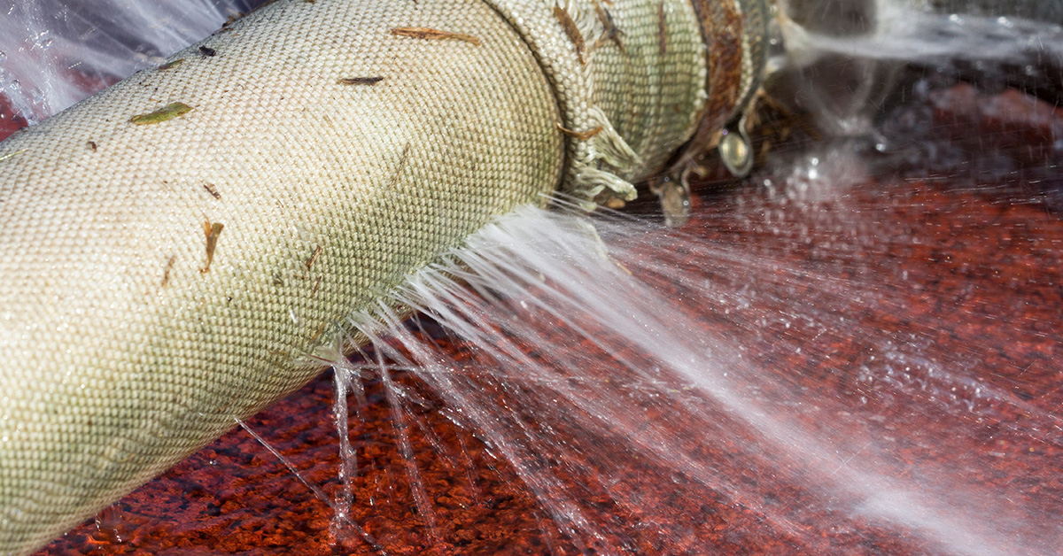 photo of industrial hose leaking